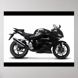 COOLA TÄVLA SPORTS BLACK MOTORCYCLE 297090 motorbi Poster