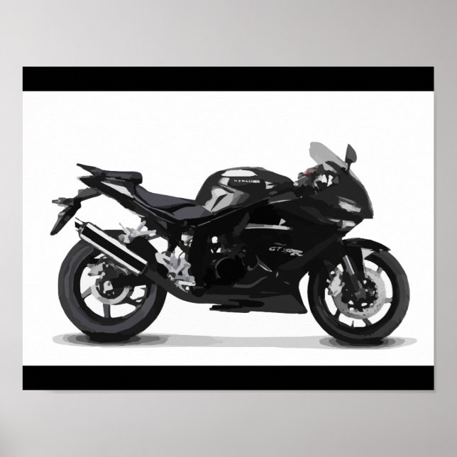 COOLA TÄVLA SPORTS BLACK MOTORCYCLE 297090 motorbi Poster (Framsidan)