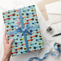 Coola Tävling Cars Barns födelsedag Wrapping Pappe