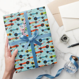 Coola Tävling Cars Barns födelsedag Wrapping Pappe Presentpapper