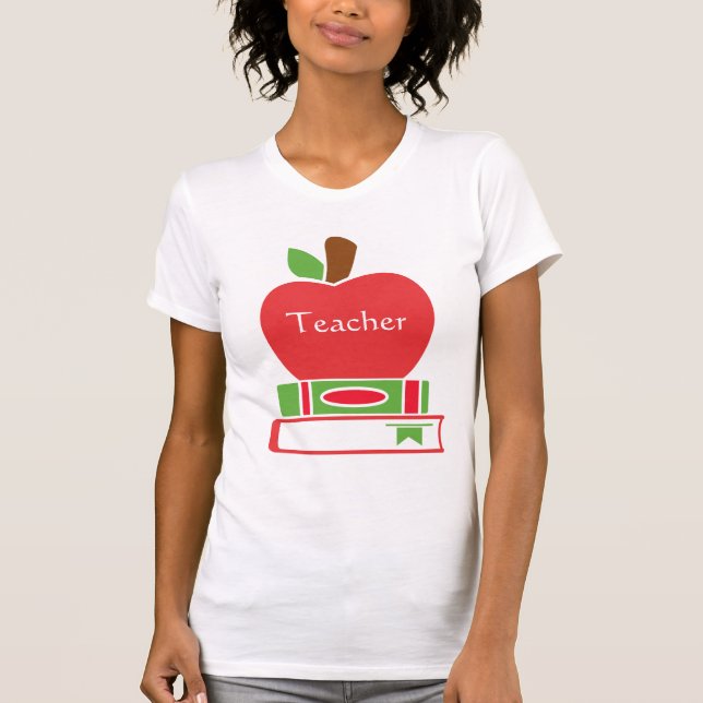 Coola Teacher Red Apple Bokar T Shirt (Framsida)