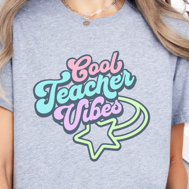 Coola Teacher Vibes Retro Styling Gift Grönt T Shirt (Skapare uppladdad)