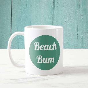 Coola Teal and White Beach Bum Typography Kaffemugg