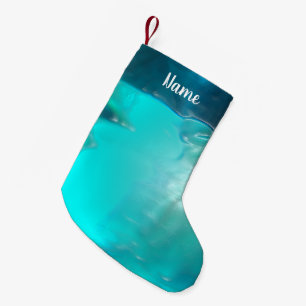 Coola Teal Blue Liquid Plastic Design Liten Julstrumpa