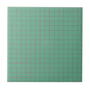 Coola Teal Blue & Red Checkered Retro Minimalist Kakelplatta