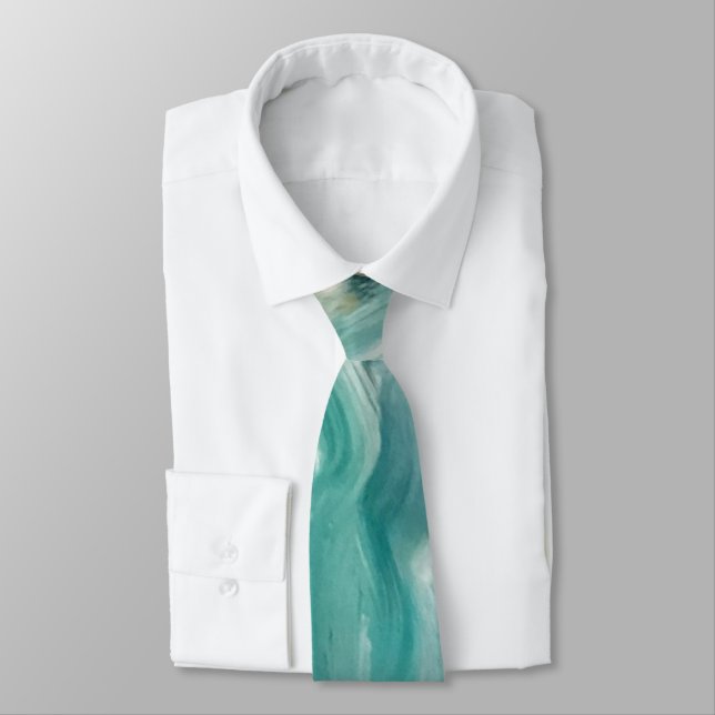 Coola Teal Färg Manar mot Necktie Slips (Bunden)