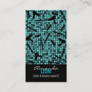 Coola Teal Glam Hair Salon Lodrät Affärskort Visitkort