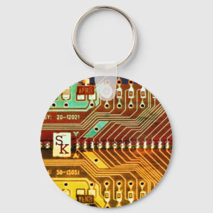 Coola Teal Gult Unik Retro Steampunk Monogram Nyckelring