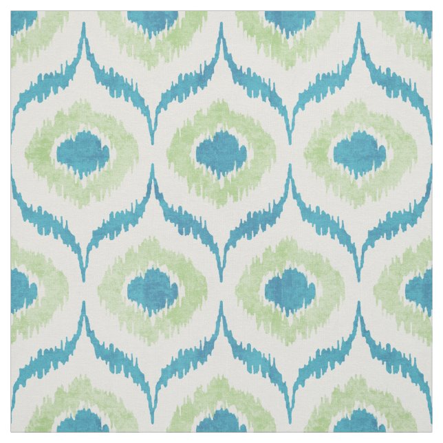 Coola teal och grönt ikat stam mönster tyg (Provkarta)
