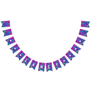 Coola Teal Rosa Glitter Birthday Slime Party Vimplar