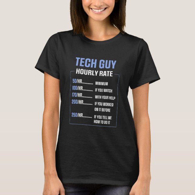 Coola Tech Guy med timtaxa för telefonsvarare T Shirt (Framsida)