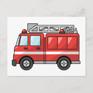 Coola Tecknad Fire Lastbil/Engine Vykort