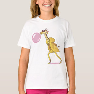Coola Tecknad Giraffe i Päls Jackar med Bubblegum T Shirt