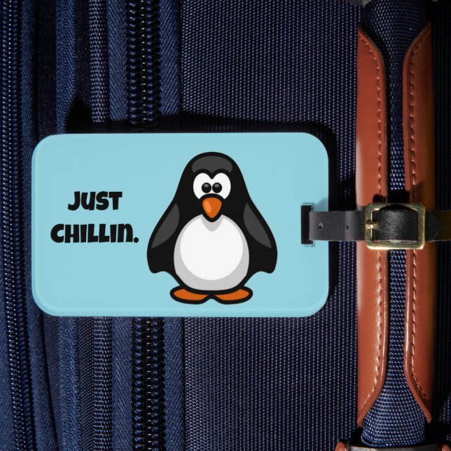 Coola Tecknad Penguin - Bara Chillins arktiska Vib Bagagebricka (Framsida Insitu 4)
