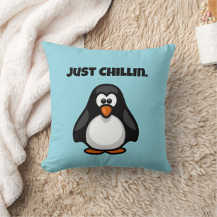 Coola Tecknad Penguin - Bara Chillins arktiska Vib Kudde
