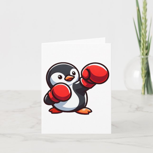 Coola Tecknad Penguin Boxer Design Kort (Framsida)