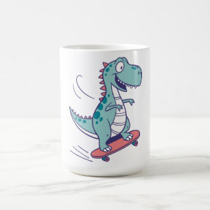 Coola Tecknad T-Rex på Skateboard Kaffemugg