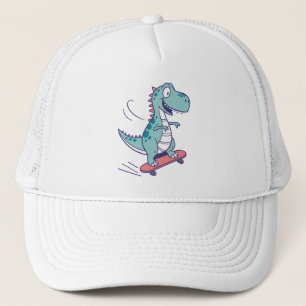 Coola Tecknad T-Rex på Skateboard Keps