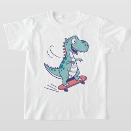 Coola Tecknad T-Rex på Skateboard T Shirt
