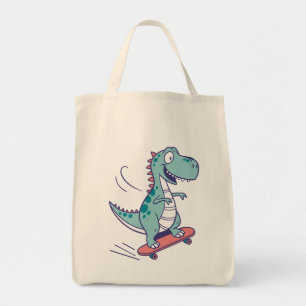 Coola Tecknad T-Rex på Skateboard Tygkasse