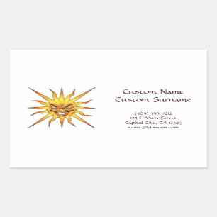 Coola tecknad tatueringssymbol ondskefull Sol ansi Rektangulärt Klistermärke