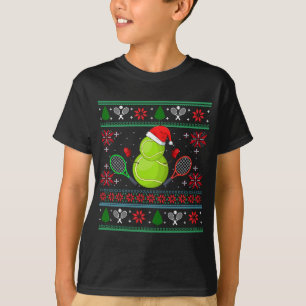 Coola Tennis Santa Hat Ugly jul Sweater T Shirt
