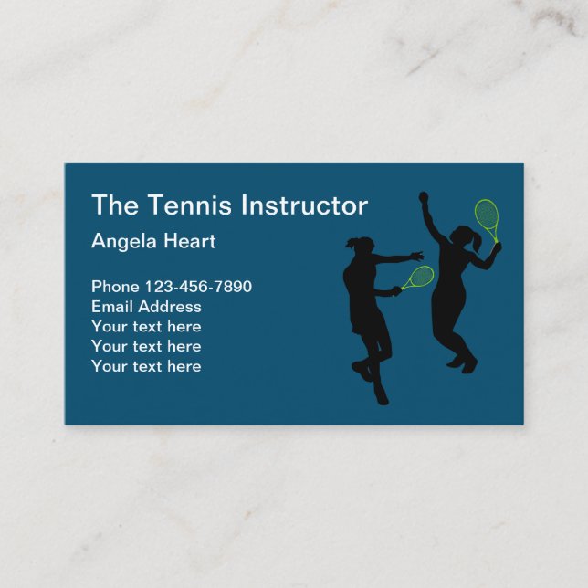 Coola tennisinstruktör, tema visitkort (Framsida)