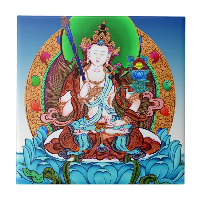 Coola thangka Akasagarbha Bodhisattva Mahasattva Kakelplatta (Framsidan)