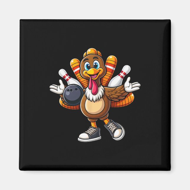 Coola Thanksgiving Bowling Gobble Player Turkey Bo Magnet (Framsidan)