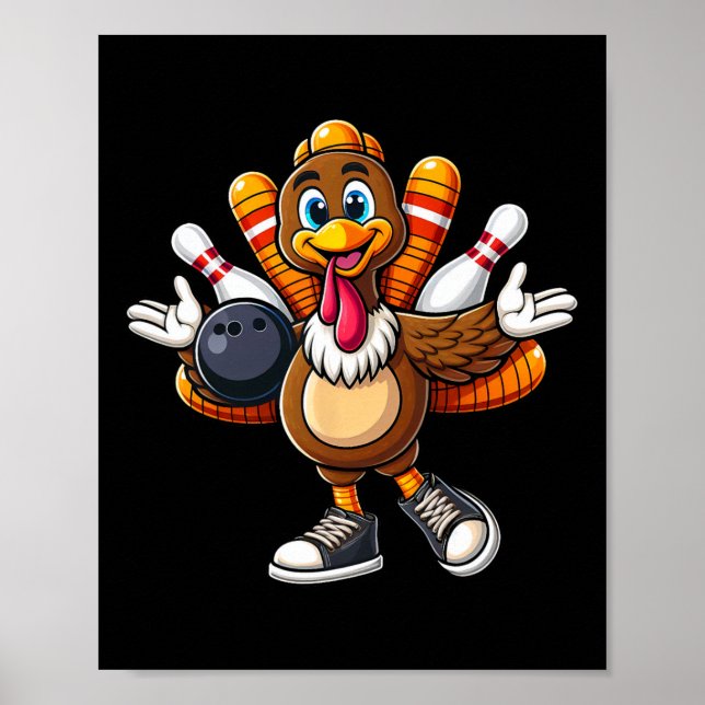 Coola Thanksgiving Bowling Gobble Player Turkey Bo Poster (Framsidan)