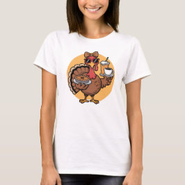Coola Thanksgiving Turkiet med Paj och kaffe T Shirt