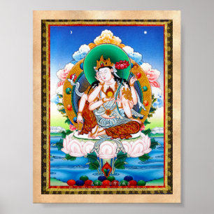 Coola tibetan thangka Cintamanicakra Avalokitesvar Poster