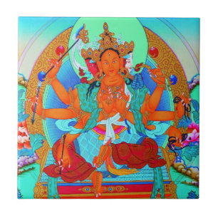 Coola tibetan thangka Marici tatuering Kakelplatta