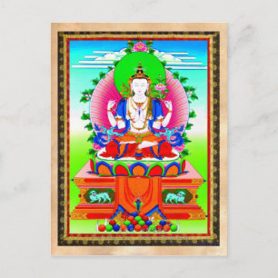 Coola tibetan thangka Shadakshari Avalokiteshvara Vykort