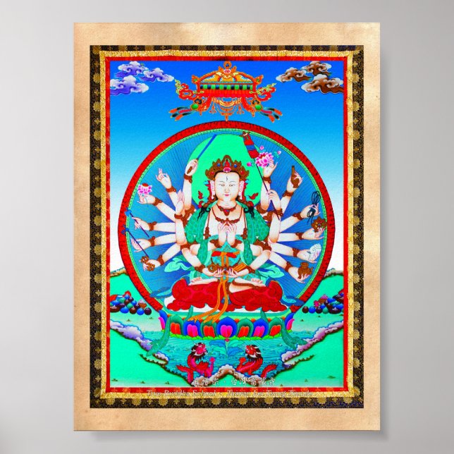 Coola tibetan thangka tatto Cundhi Bodhisattva Poster (Framsidan)