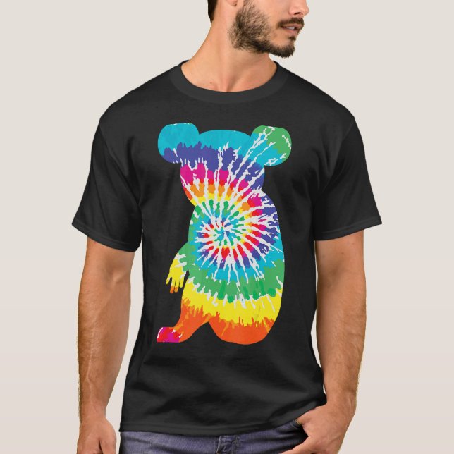 Coola Tie Dye Koala Rainbow Skriv ut hippie på dju T Shirt (Framsida)