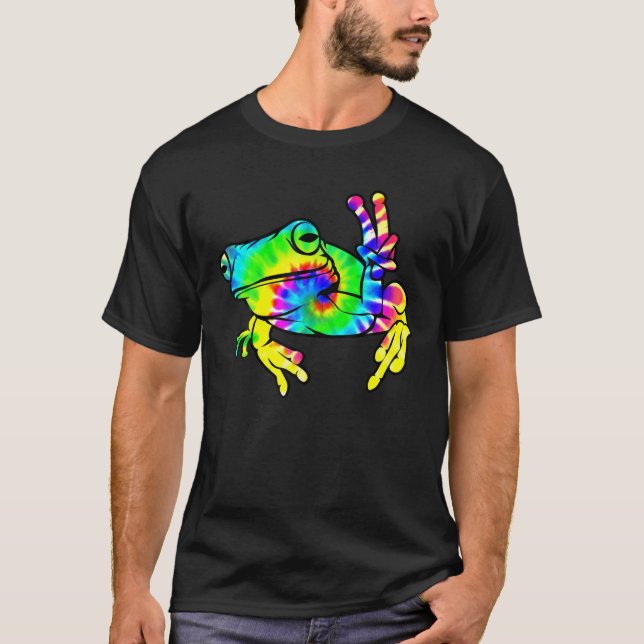 Coola Tie Dye Peace Frog | Funny Hippie Tadpole Lo T Shirt (Framsida)