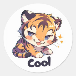 Coola Tiger Anime Runt Klistermärke