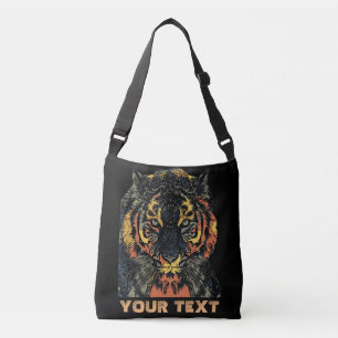 Coola Tiger Ansikte Art Lägg till din egen text Axelväska