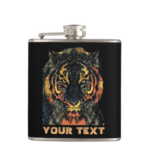 Coola Tiger Ansikte Art Lägg till din egen text Fickplunta