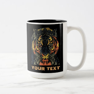 Coola Tiger Ansikte Art Lägg till din egen text Två-Tonad Mugg