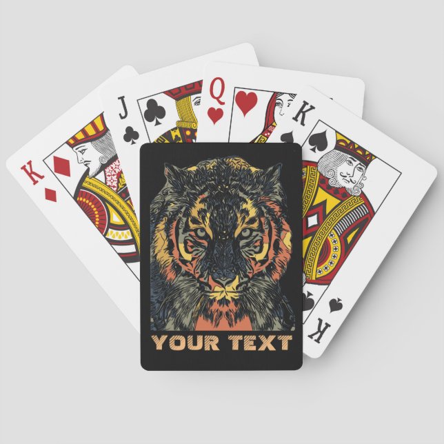 Coola Tiger Ansiktskonst Lägg Till Din Egen Text Casinokort (Baksidan)