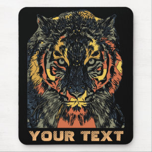 Coola Tiger Ansiktskonst Lägg Till Din Egen Text Musmatta