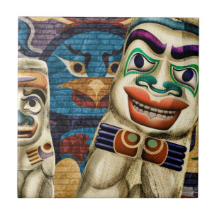 Coola Tiki Totems Art Poster keramiska plattor Kakelplatta
