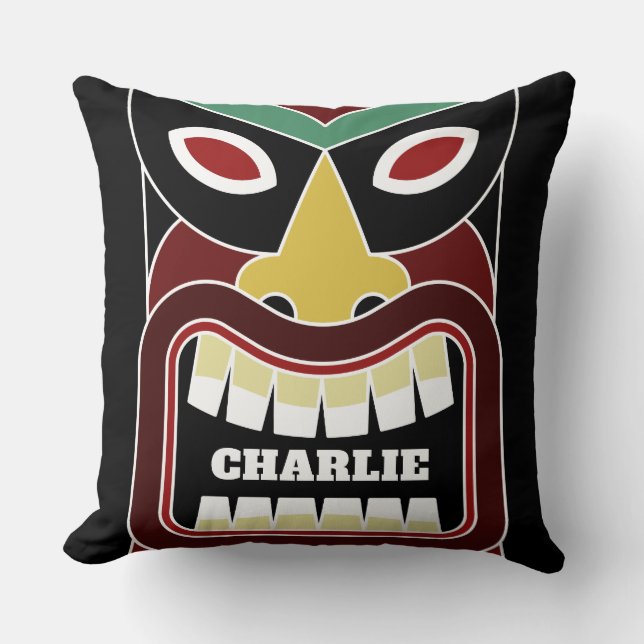 Coola Tiki Totems eget namn dekorativ kudde (Framsida)