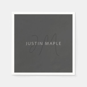 Coola Tittar Namn och monogram MÖRK GRÅTT Pappersservett