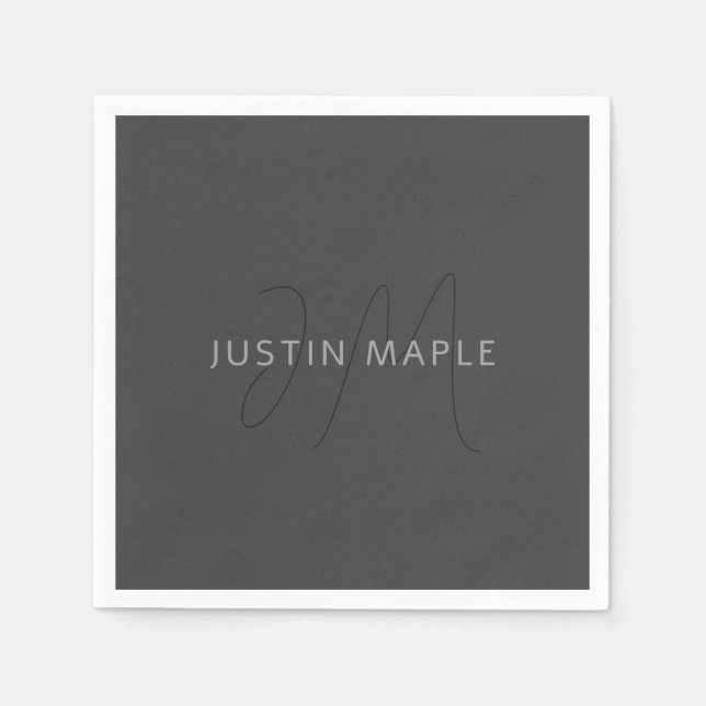 Coola Tittar Namn och monogram | MÖRK GRÅTT Pappersservett (Framsidan)