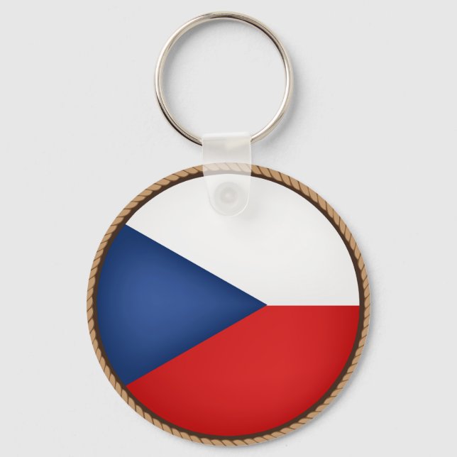 Coola Tjeckiska republiken Flagga Seal Nyckelring (Framsida)