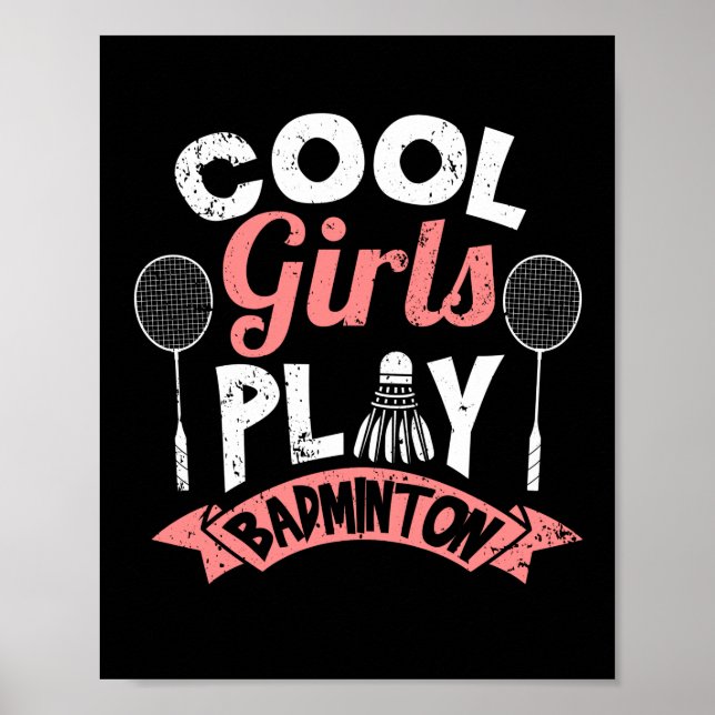 Coola tjejer som spelar badminton Funny badminton Poster (Framsidan)
