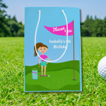 Coola tjejers golf-tema födelsedags tackpåse